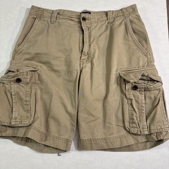 Bass Cargo Short Men 36x10 Khaki Casual Walking Cotton Preppy - Picture 1 of 6